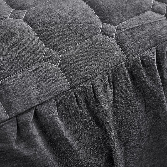 91家纺网 家纺一手货源 找家纺 十个点家纺2020新款夹棉单件床裙 深灰