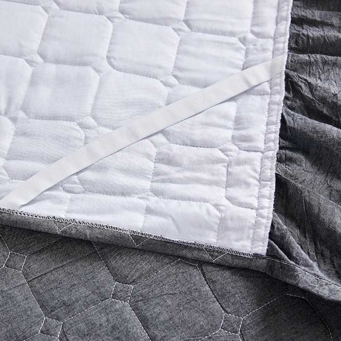 91家纺网 家纺一手货源 找家纺 十个点家纺2020新款夹棉单件床裙 深灰