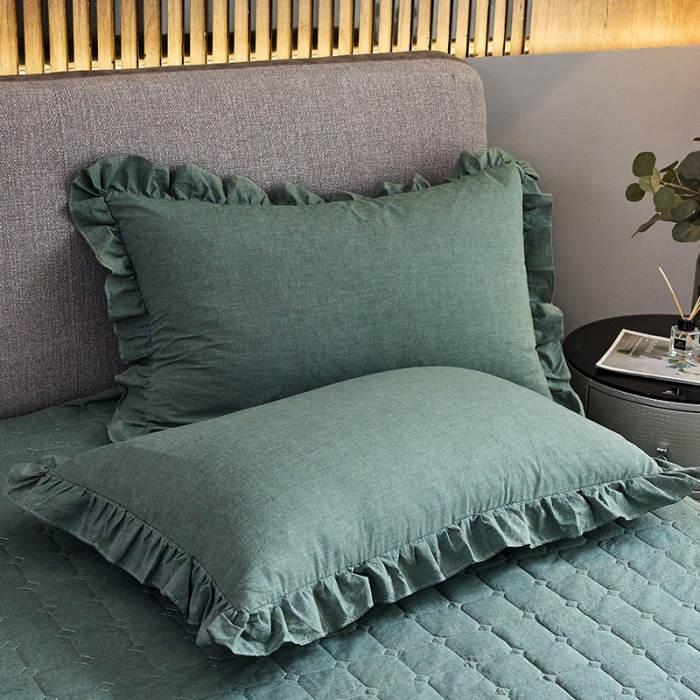 91家纺网 家纺一手货源 找家纺 十个点家纺2020新款夹棉单件床裙 豆绿