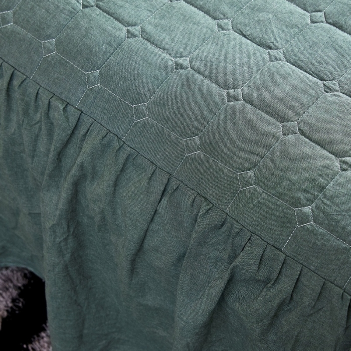 91家纺网 家纺一手货源 找家纺 十个点家纺2020新款夹棉单件床裙 豆绿