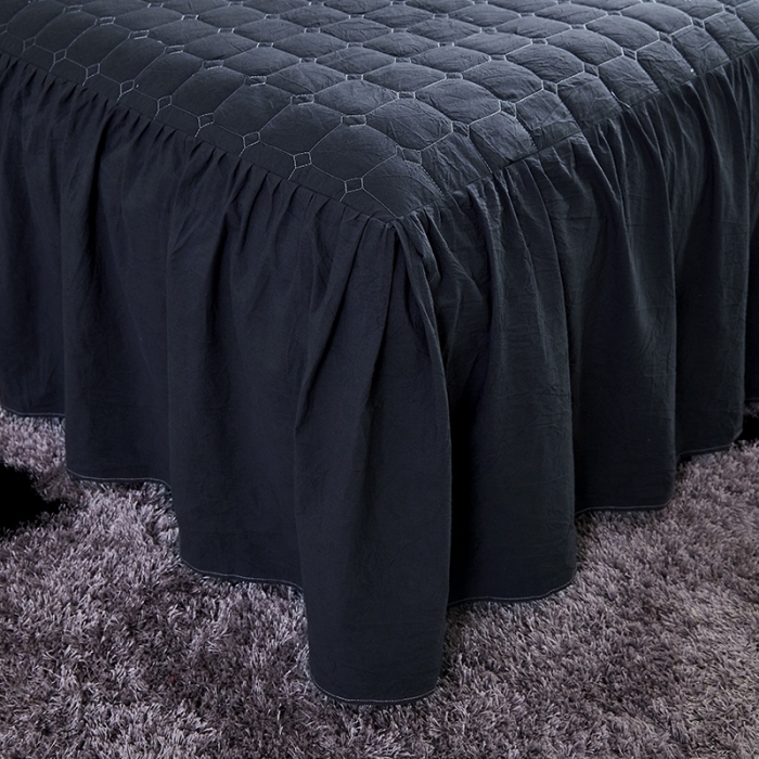 91家纺网 家纺一手货源 找家纺 十个点家纺2020新款夹棉单件床裙 黑青年