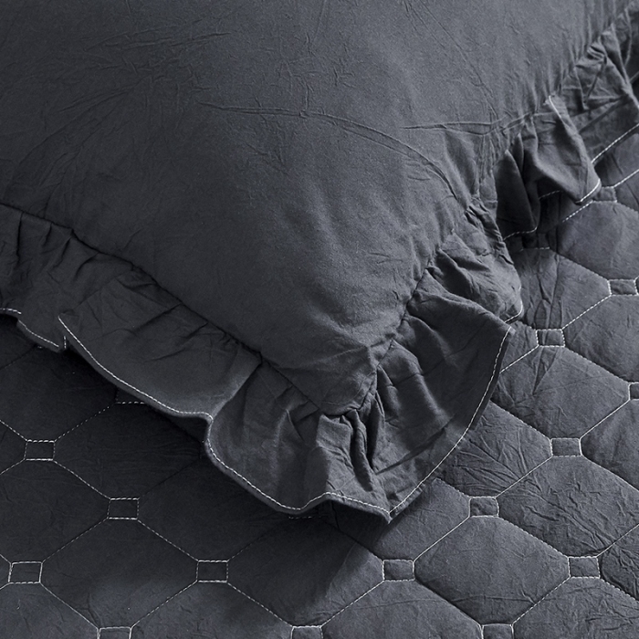 91家纺网 家纺一手货源 找家纺 十个点家纺2020新款夹棉单件床裙 黑青年