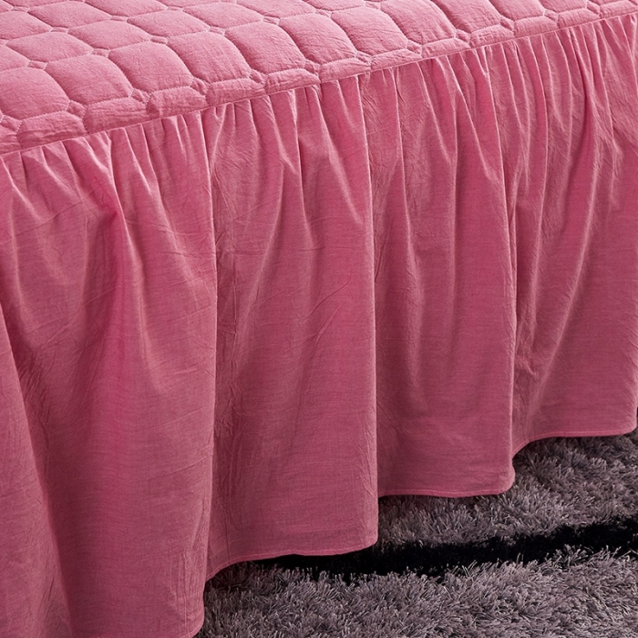 91家纺网 家纺一手货源 找家纺 十个点家纺2020新款夹棉单件床裙 红青年