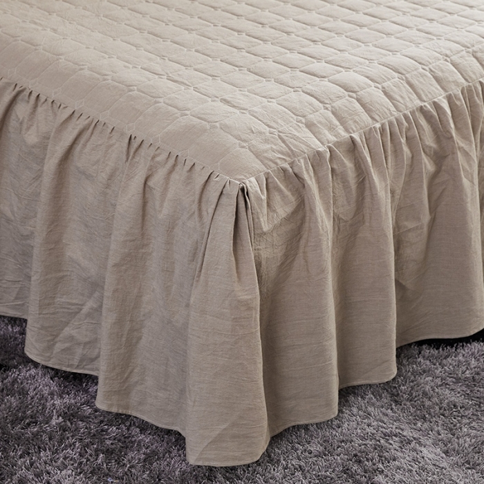 91家纺网 家纺一手货源 找家纺 十个点家纺2020新款夹棉单件床裙 卡其