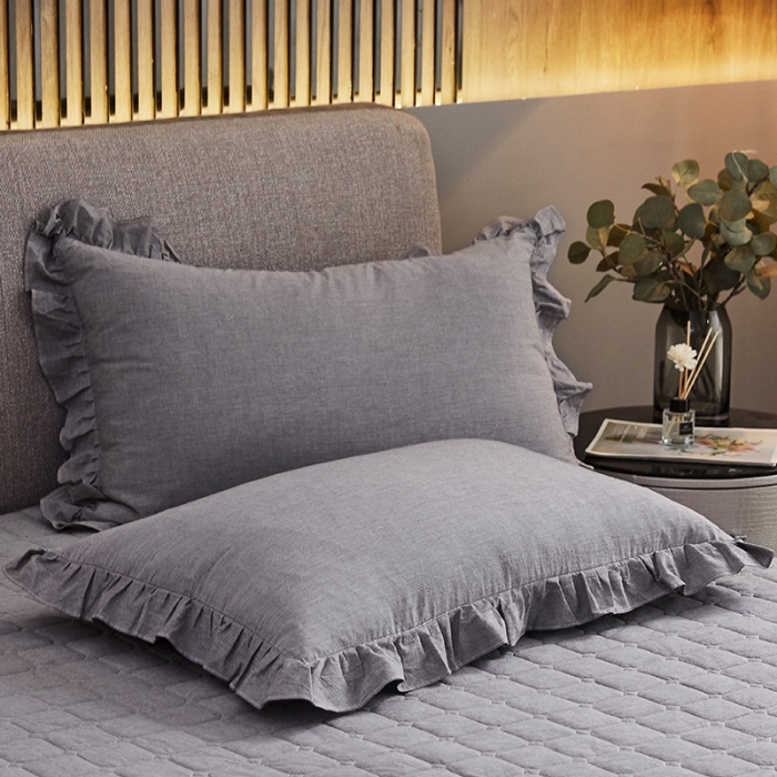 91家纺网 家纺一手货源 找家纺 十个点家纺2020新款夹棉单件床裙 浅灰