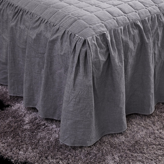 91家纺网 家纺一手货源 找家纺 十个点家纺2020新款夹棉单件床裙 浅灰