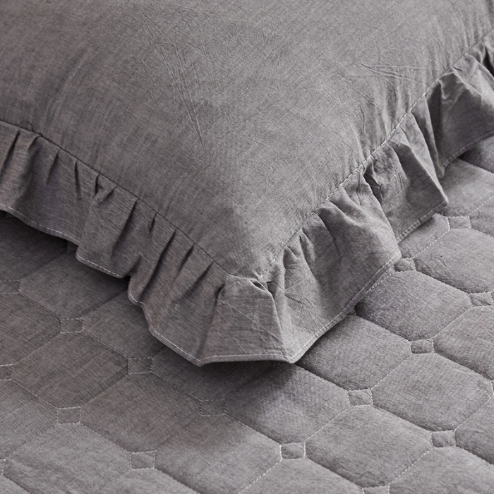 91家纺网 家纺一手货源 找家纺 十个点家纺2020新款夹棉单件床裙 浅灰