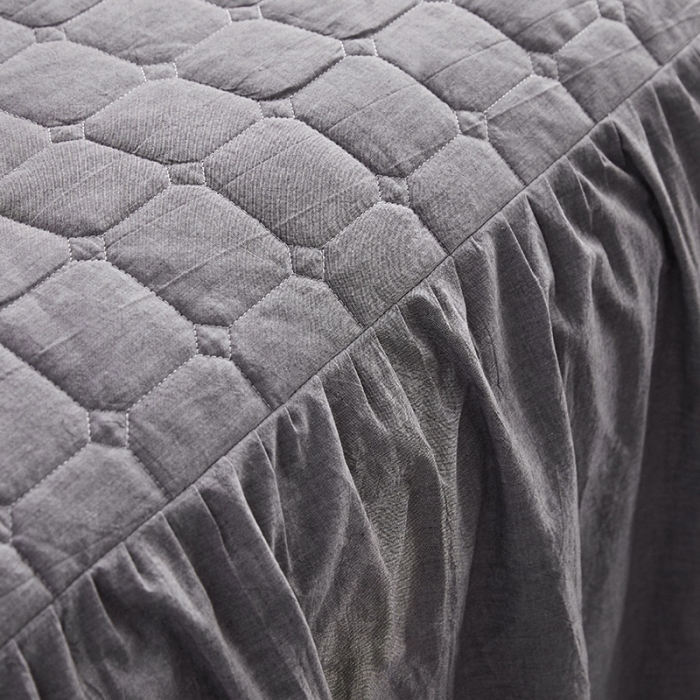 91家纺网 家纺一手货源 找家纺 十个点家纺2020新款夹棉单件床裙 浅灰