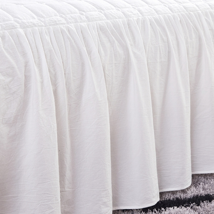 91家纺网 家纺一手货源 找家纺 十个点家纺2020新款夹棉单件床裙 珠光白