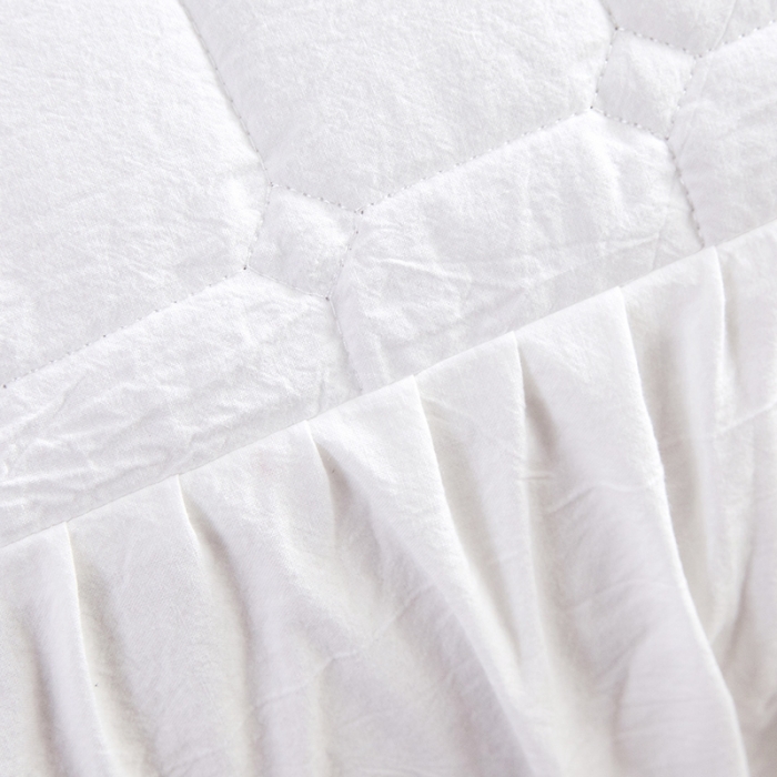 91家纺网 家纺一手货源 找家纺 十个点家纺2020新款夹棉单件床裙 珠光白