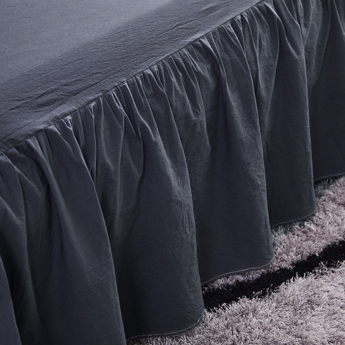 91家纺网 家纺一手货源 找家纺 十个点家纺 2020新款单层床裙三件套 黑青年