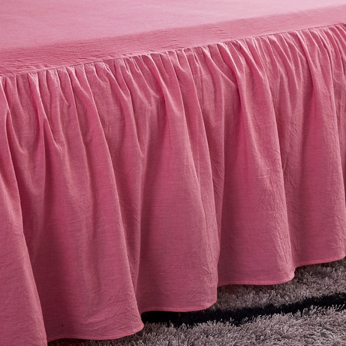 91家纺网 家纺一手货源 找家纺 十个点家纺 2020新款单层床裙三件套 红青年