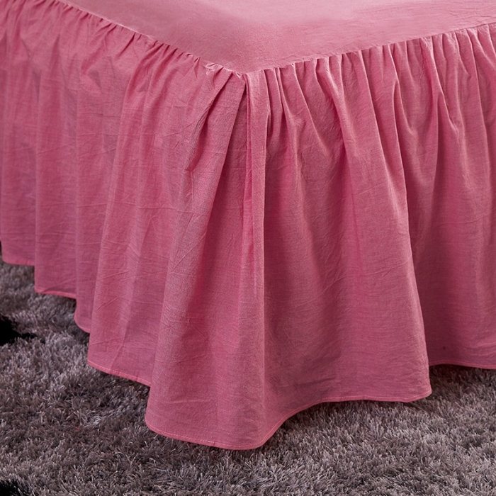 91家纺网 家纺一手货源 找家纺 十个点家纺 2020新款单层床裙三件套 红青年