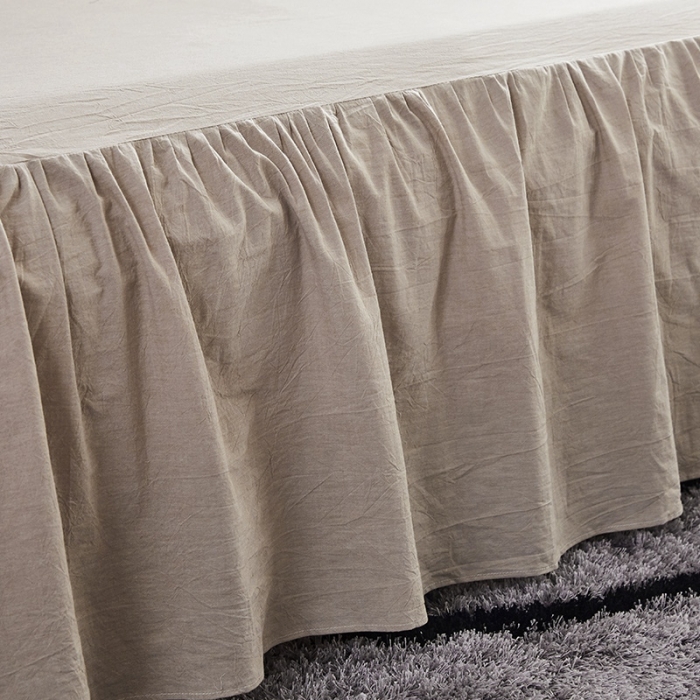 91家纺网 家纺一手货源 找家纺 十个点家纺 2020新款单层床裙三件套 卡其