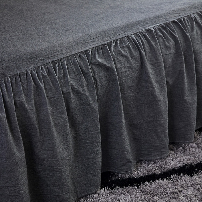91家纺网 家纺一手货源 找家纺 十个点家纺 2020新款单层床裙三件套 深灰