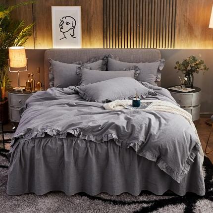 91家纺网 家纺一手货源 找家纺 十个点家纺 2020新款单层床裙三件套 银灰