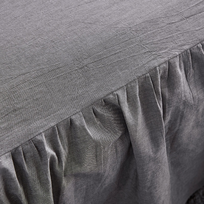 91家纺网 家纺一手货源 找家纺 十个点家纺 2020新款单层床裙三件套 银灰