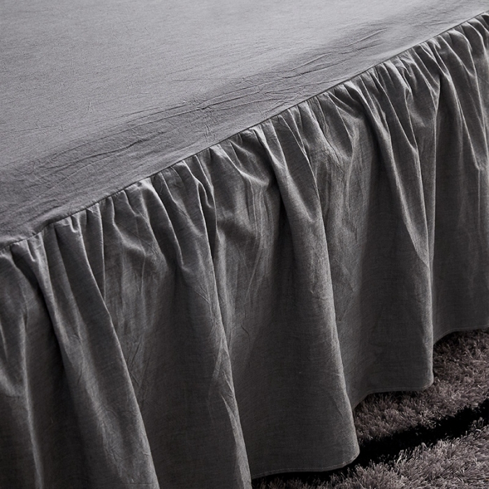 91家纺网 家纺一手货源 找家纺 十个点家纺 2020新款单层床裙三件套 银灰