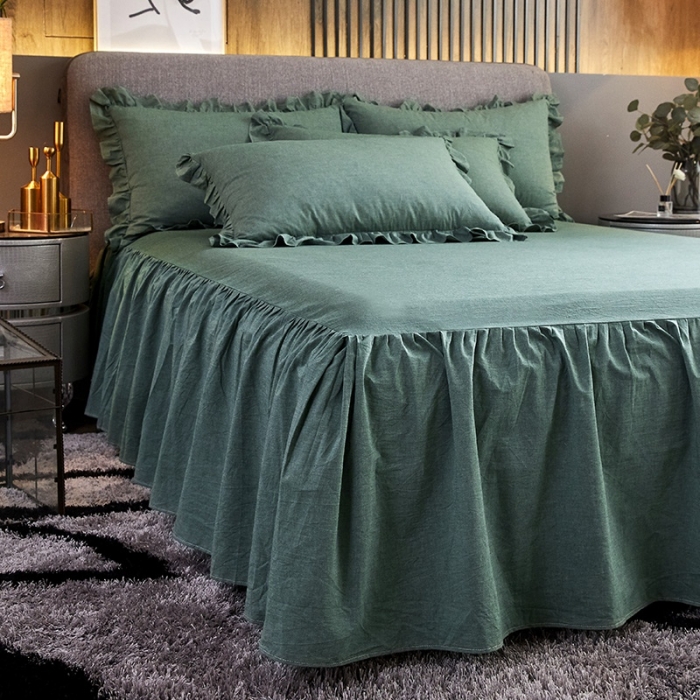 91家纺网 家纺一手货源 找家纺 十个点家纺 2020新款单层四件套 豆绿