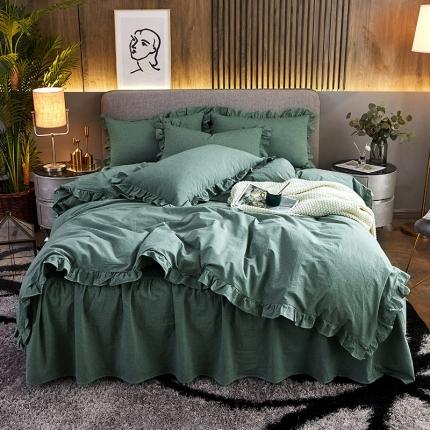 十个点家纺 2020新款单层四件套 豆绿