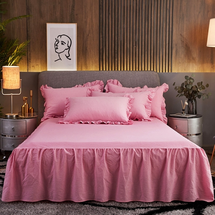 91家纺网 家纺一手货源 找家纺 十个点家纺 2020新款单层四件套 粉青年