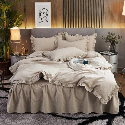 91家纺网 家纺一手货源 找家纺 十个点家纺 2020新款单层四件套 卡其