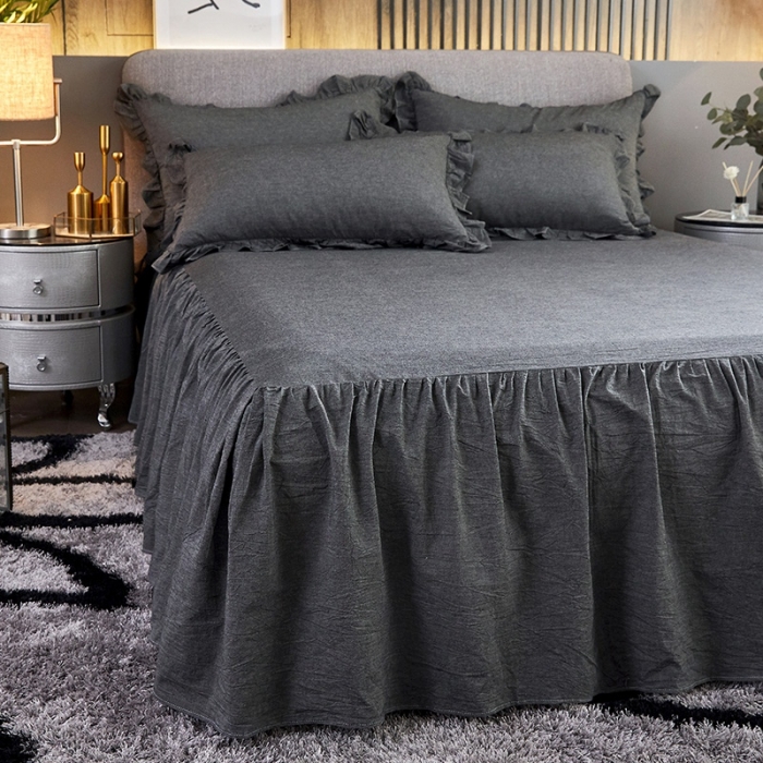 91家纺网 家纺一手货源 找家纺 十个点家纺 2020新款单层四件套 深灰