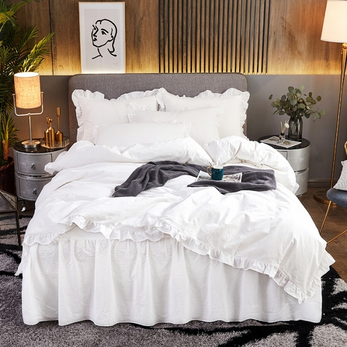 91家纺网 家纺一手货源 找家纺 十个点家纺 2020新款单层四件套 珠光白