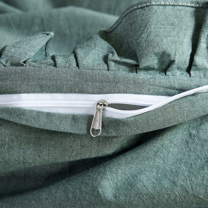 91家纺网 家纺一手货源 找家纺 十个点家纺 2020新款水洗棉被套 豆绿