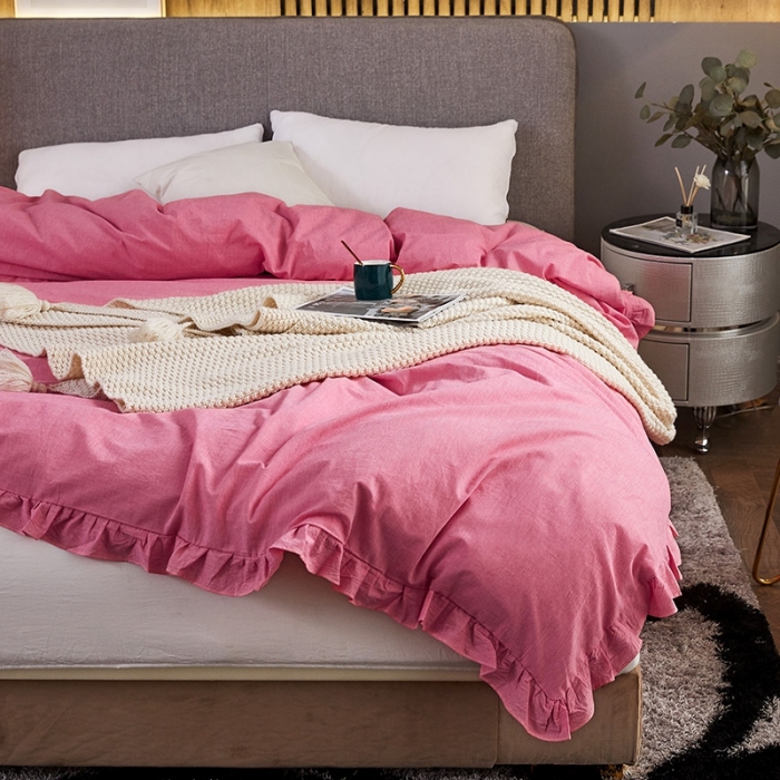 91家纺网 家纺一手货源 找家纺 十个点家纺 2020新款水洗棉被套 红青年