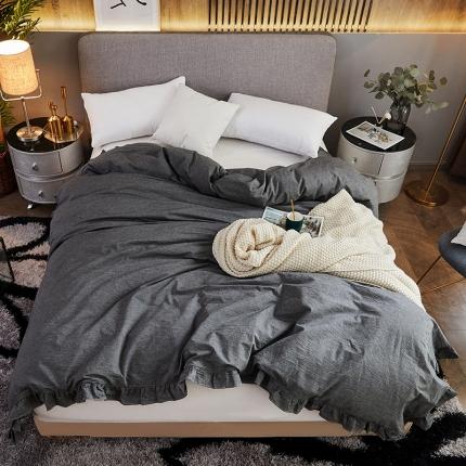 十个点家纺 2020新款水洗棉被套 深灰