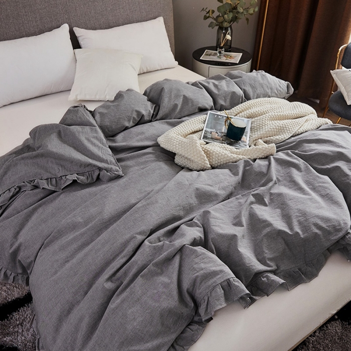 91家纺网 家纺一手货源 找家纺 十个点家纺 2020新款水洗棉被套 银灰