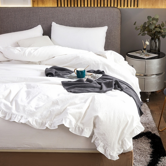 91家纺网 家纺一手货源 找家纺 十个点家纺 2020新款水洗棉被套 珠光白