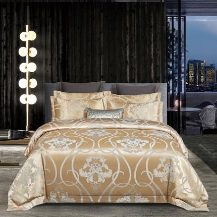 91家纺网 家纺一手货源 找家纺 诗黛尔 2020秋冬新款澳棉贡缎提花磨毛四件套 马尔代夫