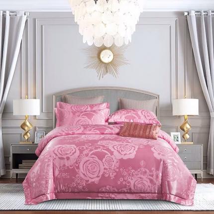 91家纺网 家纺一手货源 找家纺 诗黛尔 2020秋冬新款澳棉贡缎提花磨毛四件套 玫瑰佳人