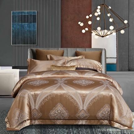 91家纺网 家纺一手货源 找家纺 诗黛尔 2020秋冬新款澳棉贡缎提花磨毛四件套 翩然凤尾