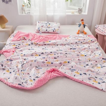 91家纺网 家纺一手货源 找家纺 十九色 2022新款豆豆毯安抚四季被套毯 彩虹雨