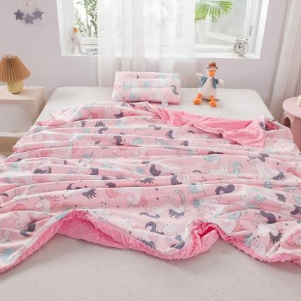 91家纺网 家纺一手货源 找家纺 十九色 2022新款豆豆毯安抚四季被套毯 独角兽