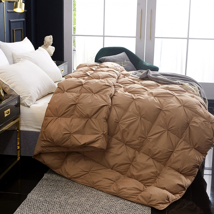 91家纺网 家纺一手货源 找家纺 俏企鹅 2025新款羽绒被 咖啡色