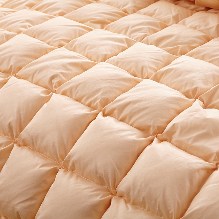 91家纺网 家纺一手货源 找家纺 俏企鹅 2025新款柔赛丝水立方羽绒被 土豪金