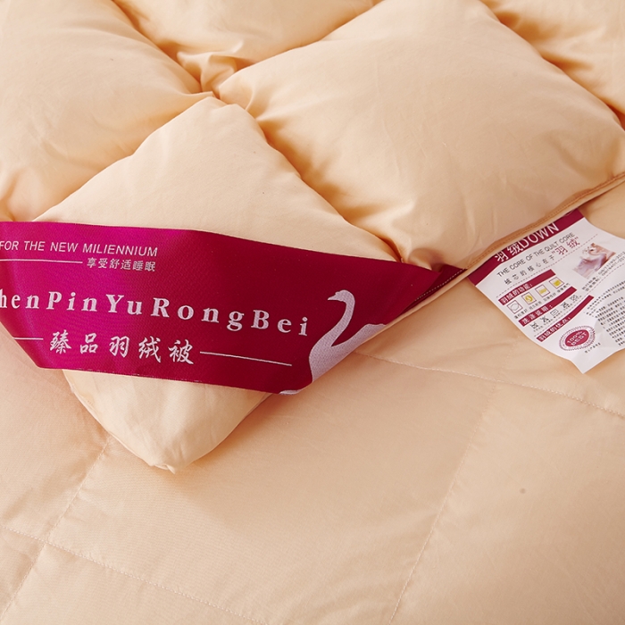 91家纺网 家纺一手货源 找家纺 俏企鹅 2025新款柔赛丝水立方羽绒被 土豪金