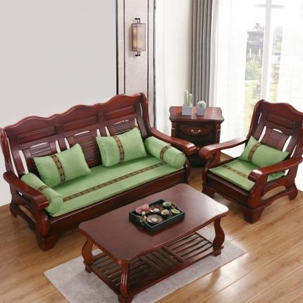 幸运家纺 2020新款新中式木沙发垫子 豆绿