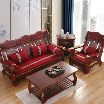 幸运家纺 2020新款新中式木沙发垫子 深红