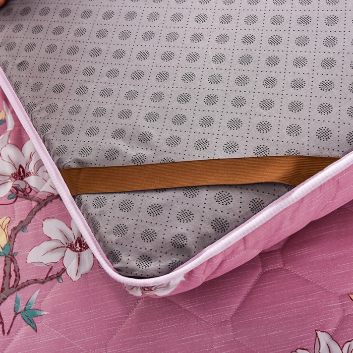 91家纺网 家纺一手货源 找家纺 富威堡新款磨毛加厚防滑床垫学生宿舍印花床垫 繁花似锦-红豆沙