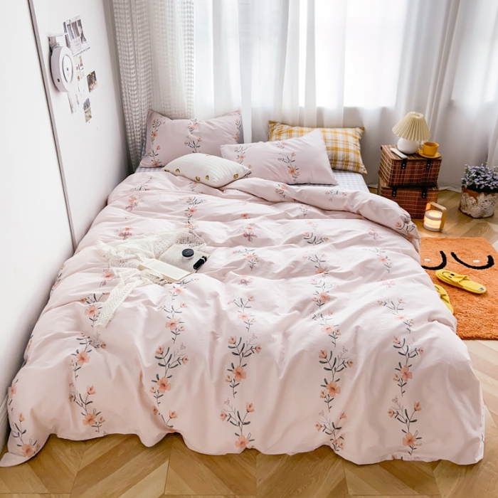 91家纺网 家纺一手货源 找家纺 窝米 2020新款13370小清新花卉风系列四件套 花瑾玉