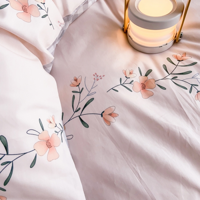 91家纺网 家纺一手货源 找家纺 窝米 2020新款13370小清新花卉风系列四件套 花瑾玉