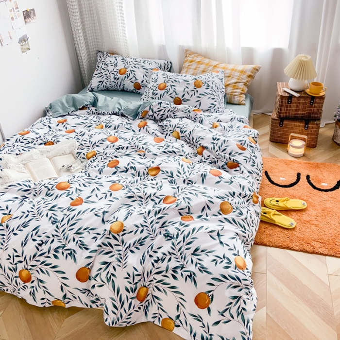 91家纺网 家纺一手货源 找家纺 窝米 2020新款13370小清新花卉风系列四件套 颂果