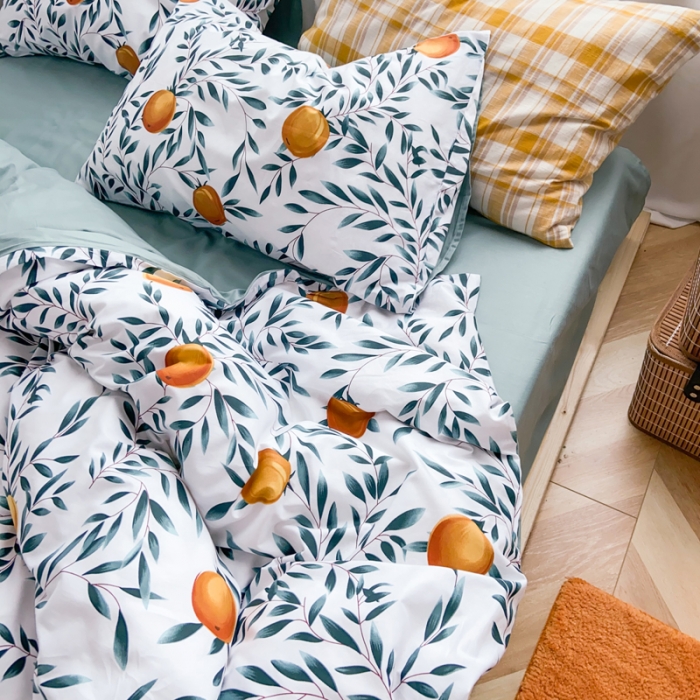 91家纺网 家纺一手货源 找家纺 窝米 2020新款13370小清新花卉风系列四件套 颂果