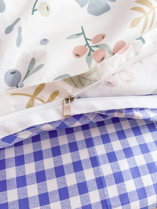 91家纺网 家纺一手货源 找家纺 窝米 2020新款13370小清新花卉风系列四件套 一芳蓝