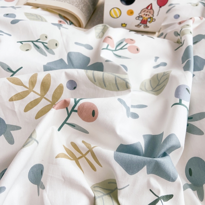 91家纺网 家纺一手货源 找家纺 窝米 2020新款13370小清新花卉风系列四件套 一芳蓝